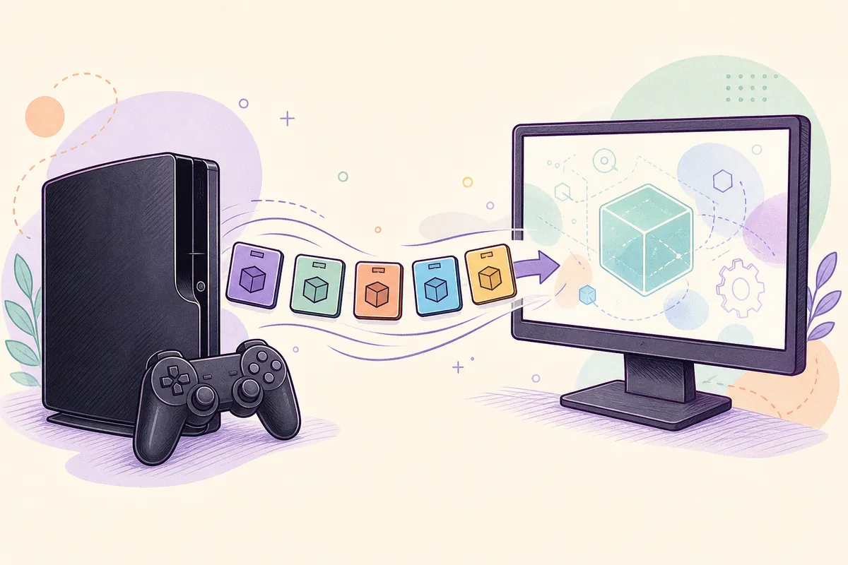 Illustration von Updatepaketen zwischen PS3 und Emulator-PC