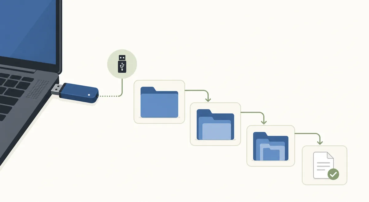 Editorial folder-flow diagram from a USB drive to the PS3 update file